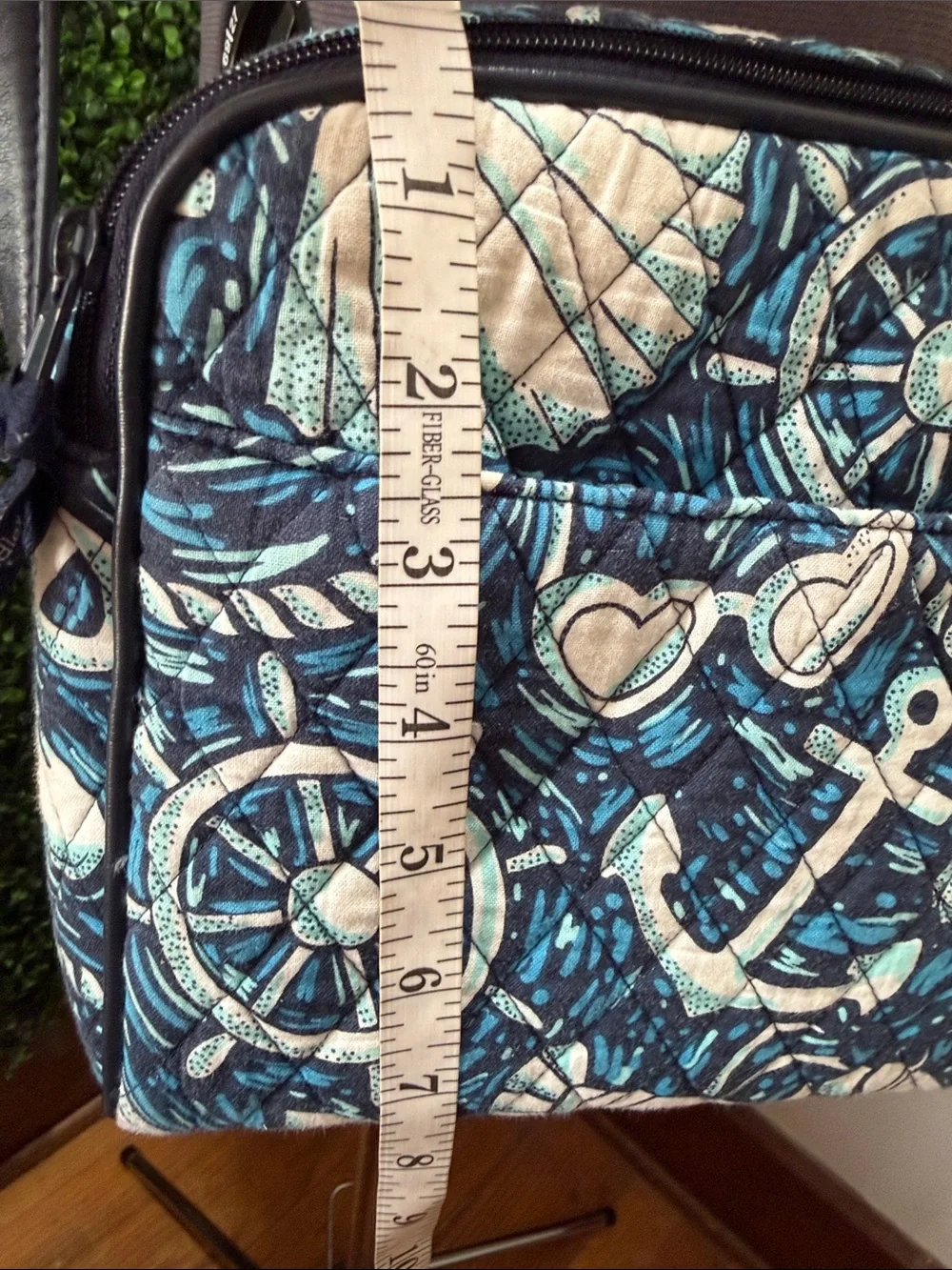Vera Bradley Navy Blue and Cream Quilted Crossbody with Matching Wallet